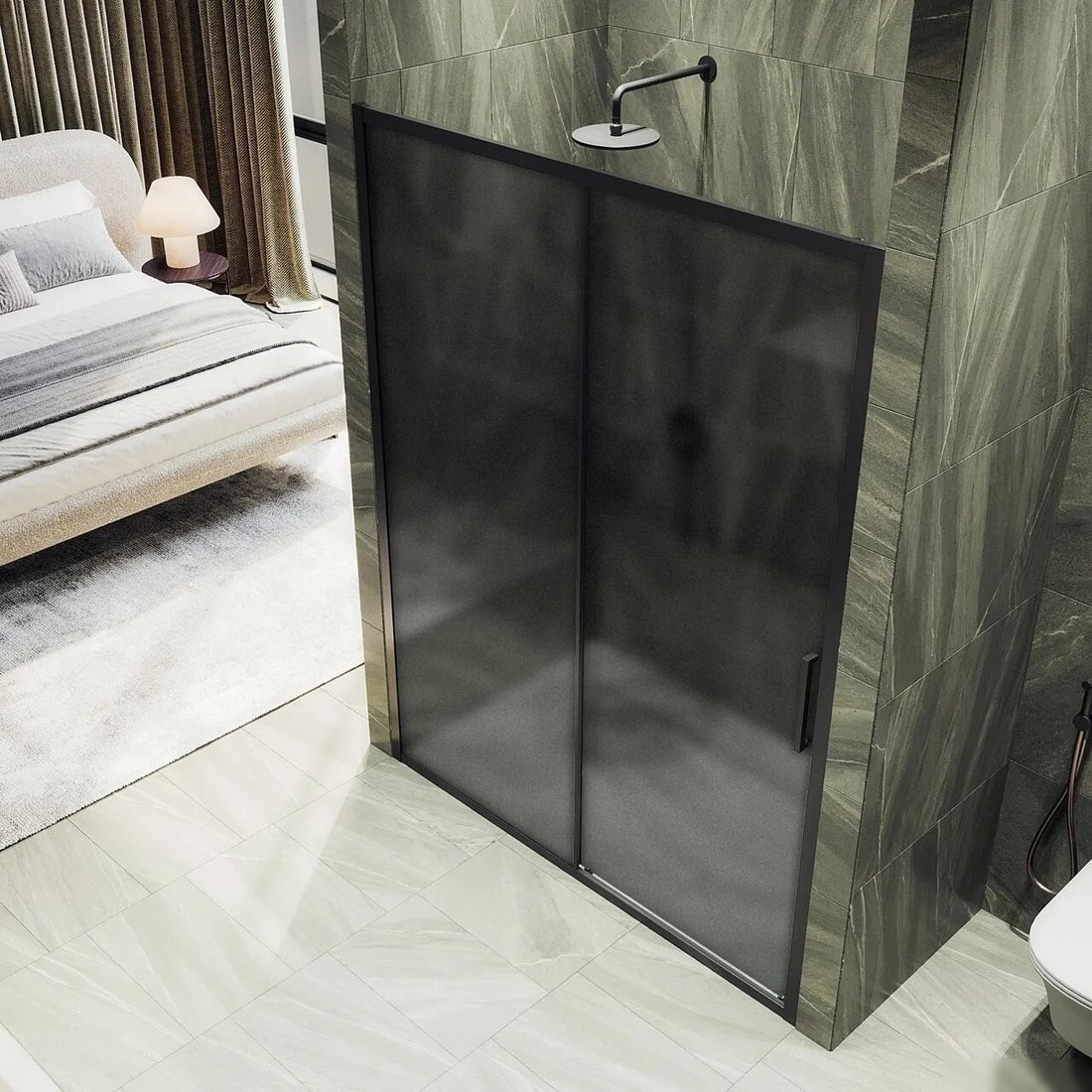 Душевая дверь MaybahGlass 195x120 MGD-1288-6 (графит матовый/черный)