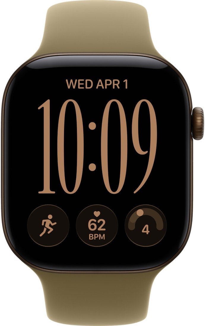 Умные часы Apple Watch Series 12 46 мм (алюминиевый корпус, темная бронза/оливковый, спортивный силиконовый ремешок M/L)