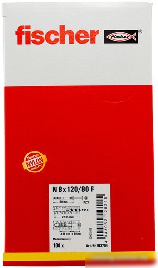 Дюбель-гвоздь Fischer N 8 x 120/80 F 513704 (100 шт)