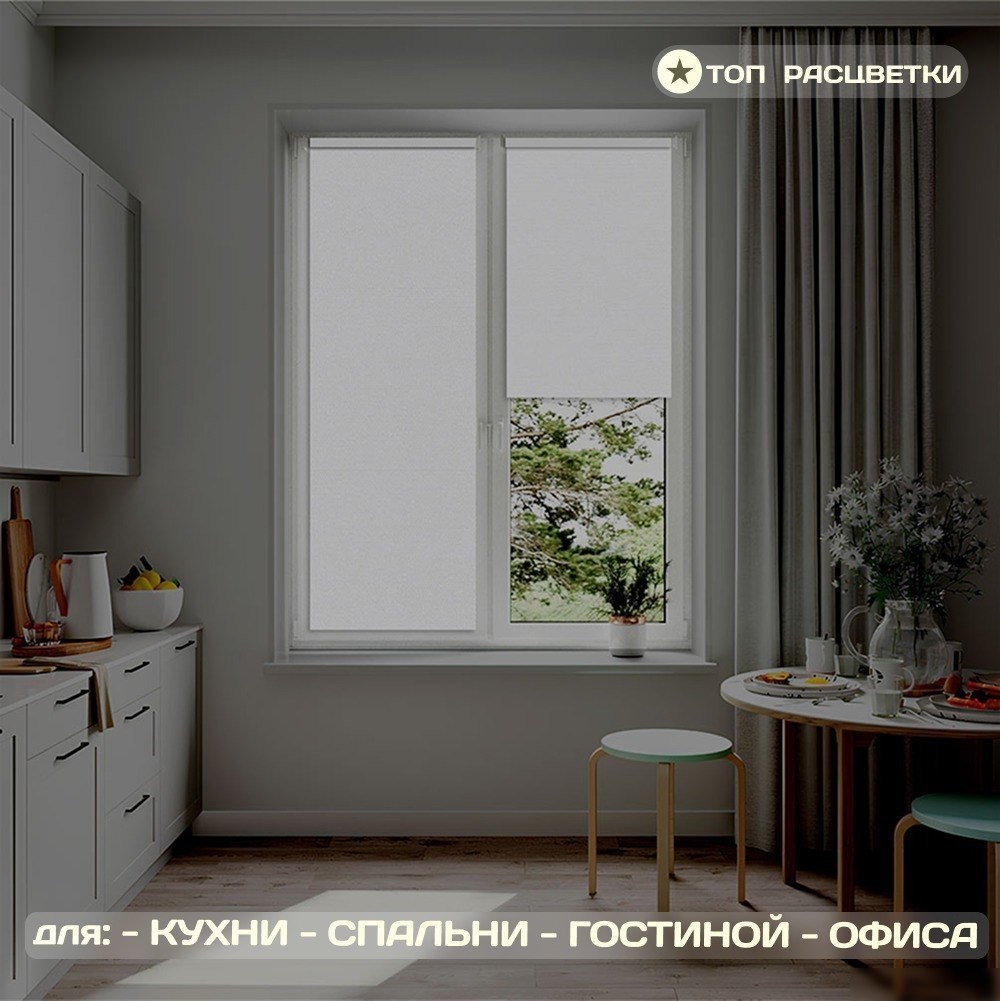 Рулонные шторы Sundays Home Оливия 43х160 с 2-мя направляющими LM-15 150см (белый)