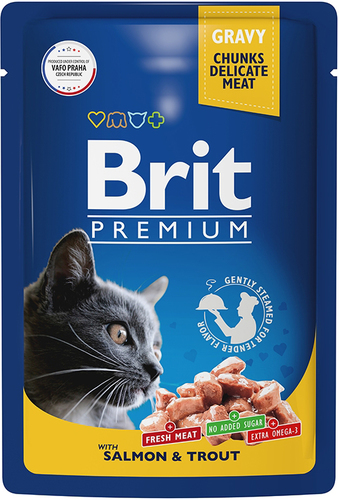 Пресервы Brit Premium лосось и форель в соусе 85 г