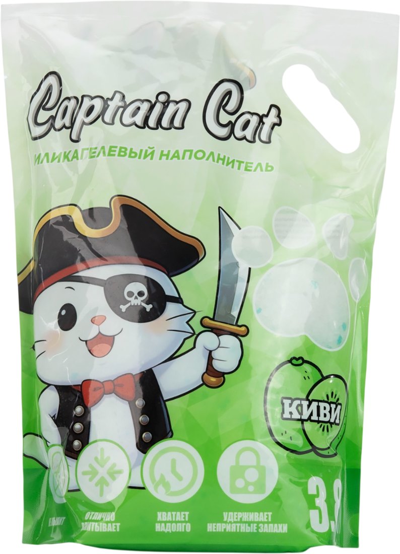 Наполнитель для туалета Captain Cat Силикагелевый (киви, 3.8 л)