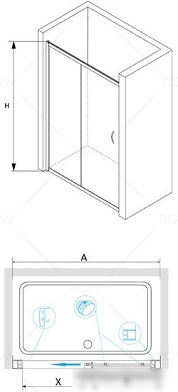 Стеклянная шторка для ванны RGW Passage PA-016 350801616-11 (хром/прозрачное стекло)