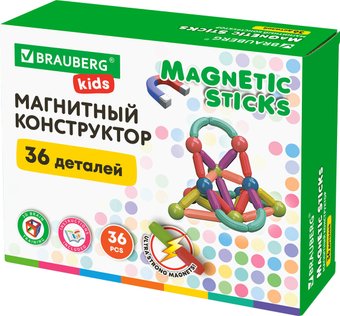 Магнитный конструктор BRAUBERG Kids Magnetic Sticks 665721