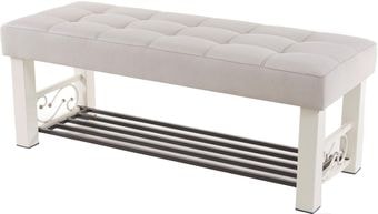 Банкетка AMC Lux 5 с полкой ткань бежевый/бежевый/коричневый 5.2Б120332