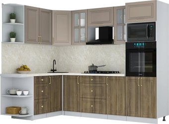 Готовая кухня Интерлиния Мила Шато 1.68x2.6 ВТ LV (луна/дуб вотан/опал светлый)