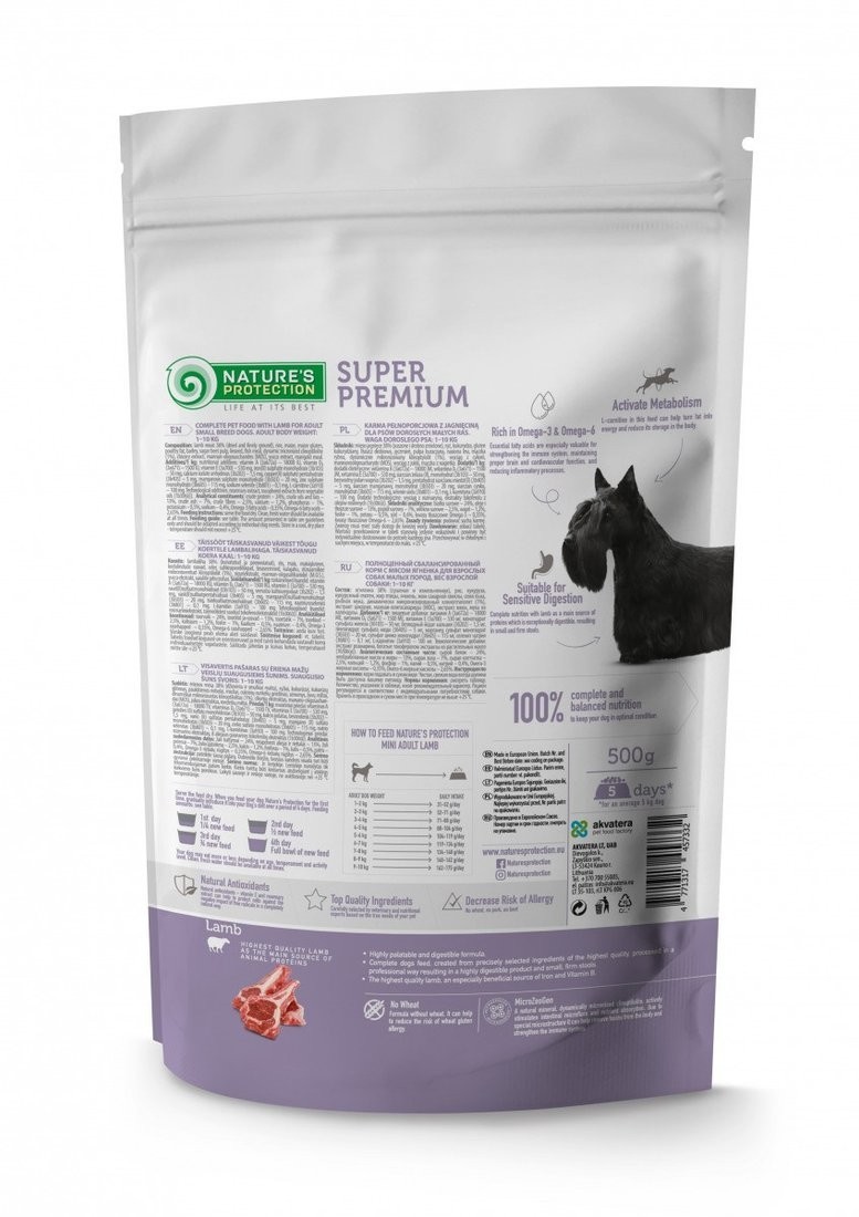 Сухой корм для собак Nature's Protection Mini Adult Lamb Small Breeds NPS45733 500 г