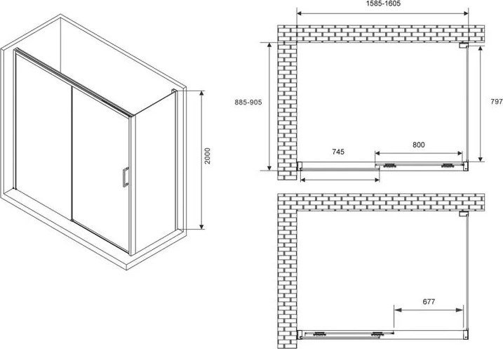 Душевой уголок Abber Komfort AG93160B-S92B