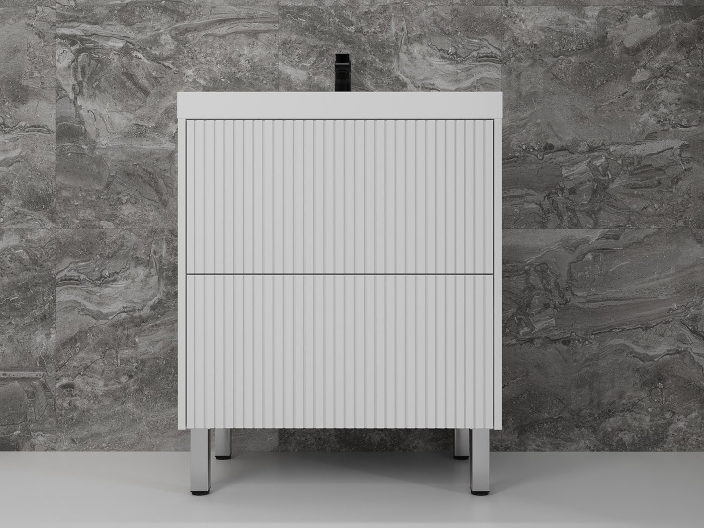 Symbolite Тумба под умывальник Стокгольм 70 Classic Push 2 ящика (белый рифленый софт)