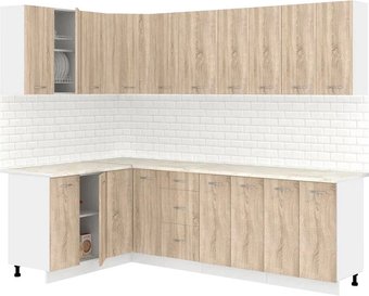 Готовая кухня Кортекс-мебель Корнелия Лира 1.5x2.5 (дуб сонома/королевский опал)