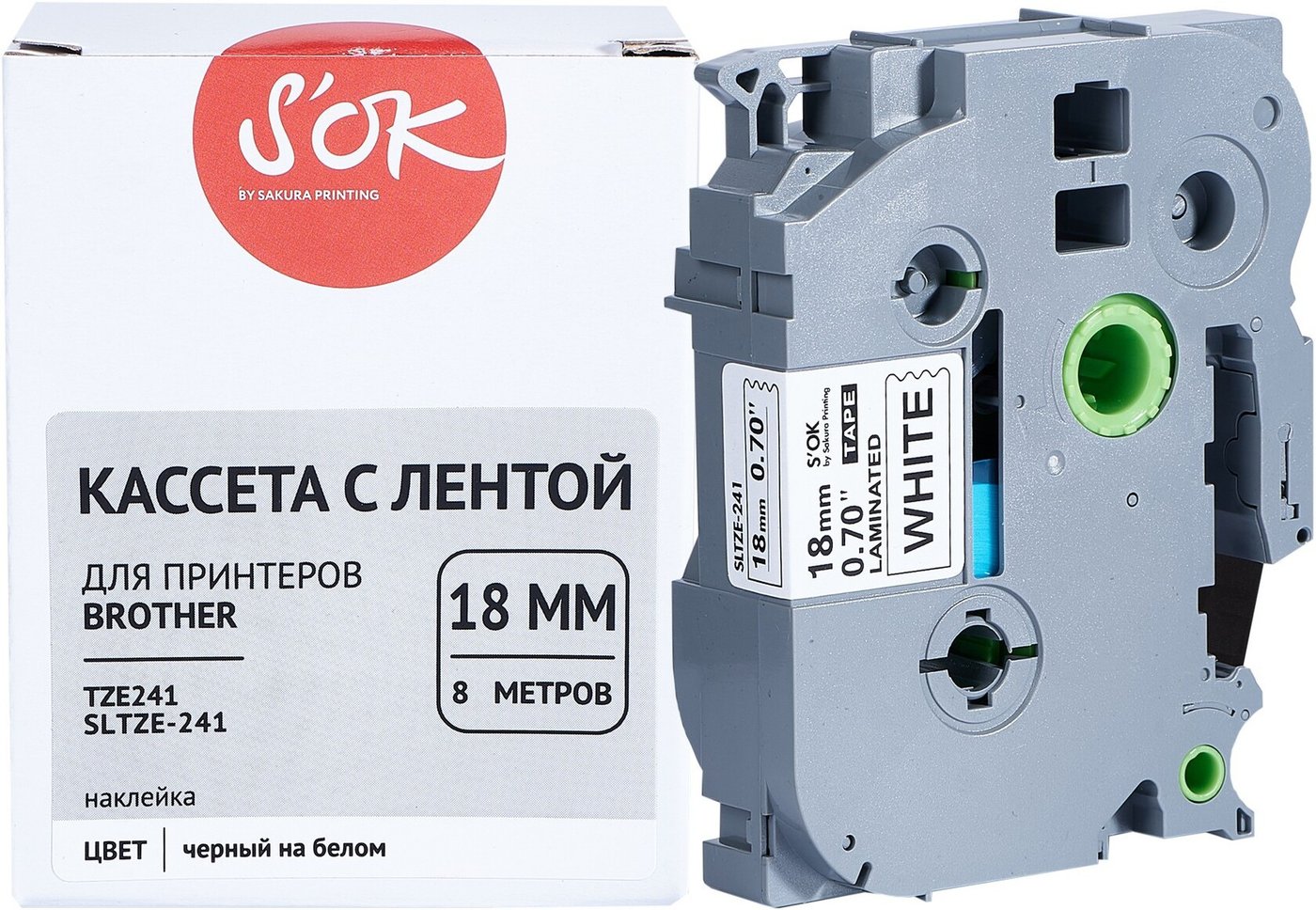 Картридж-лента для термопринтера S'OK TZE241