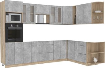 Готовая кухня Интерлиния Мила 1.88x3.0 правая без столешницы (бетон/бетон)