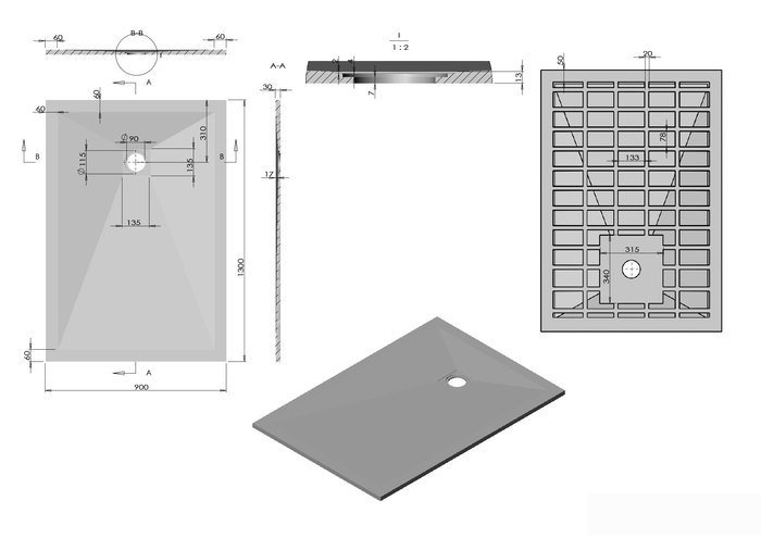 Душевой поддон Vincea VST-4SR9013A 130x90