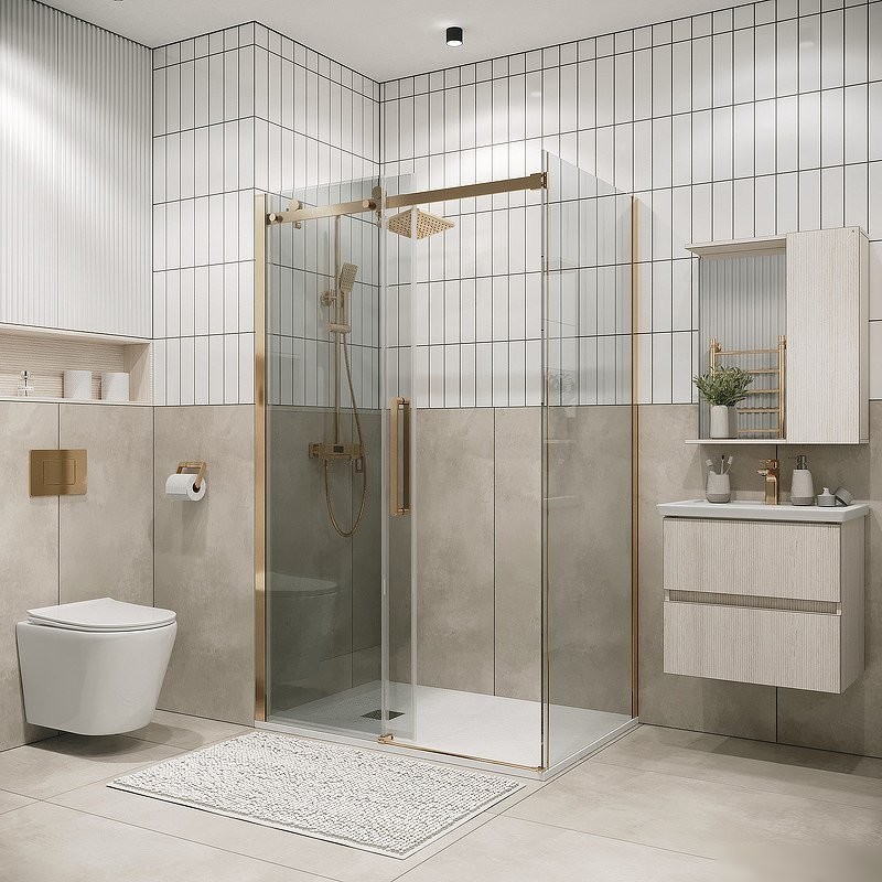 Душевой уголок Grossman Classic 100x90x195 120.K33.04.1090.32.00 (золото сатин/стекло прозрачное)