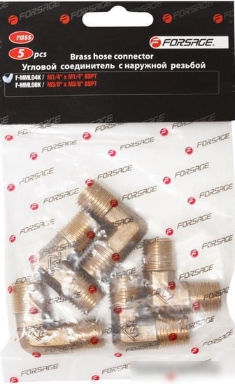 Фитинг FORSAGE Соединитель угловой нар резьба 1/4"x1/4" F-MML04K (5 шт.)