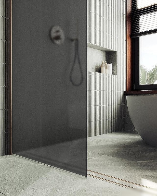 Душевая стенка MaybahGlass 99x195 MGD-1356-2ш (графитовое матовое стекло/бронза)
