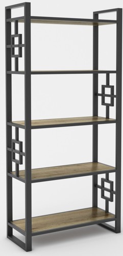 Стеллаж Hype Mebel Квадро 80x170 (черный/дуб галифакс олово)