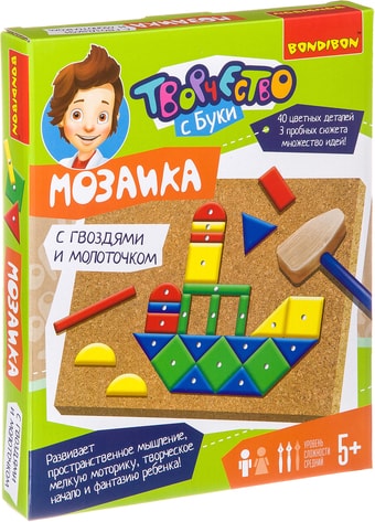 Мозаика/пазл Bondibon Мозаика с гвоздями и молоточком 1 ВВ2691