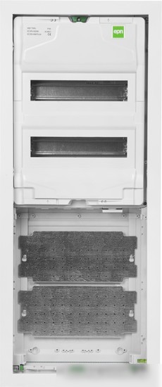 Бокс пластиковый Elektro-Plast MSF TWIN RP комбинированный, 2*12M+2xМП перф., N/PE-шинки, 1xSCHUKO, мет. дверь, белый RAL9016, 358x853x94mm, IP30