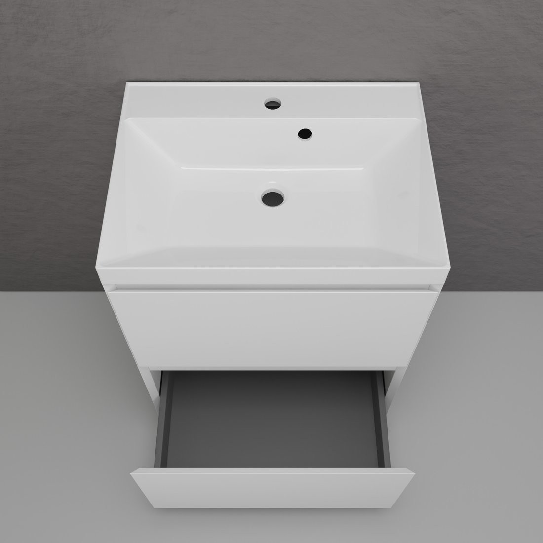 Symbolite Тумба под умывальник Манхэттен 60 Plus 2 ящика + Asti 60x45 (белый матовый/антрацит)