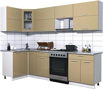 Угловая кухня Интерлиния Мила Gloss 60-12x27 (капучино глянец)