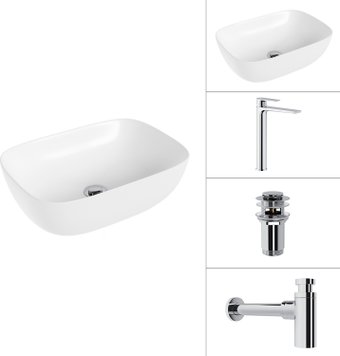 Умывальник Lauter 21493A + Reef 21CK8678C + сифон 21635CH + дон.клапан 21190CH (хром)