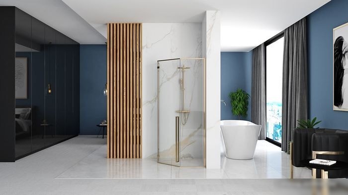 Душевой уголок Rea Diamond 90x90 (золотой/прозрачное стекло)