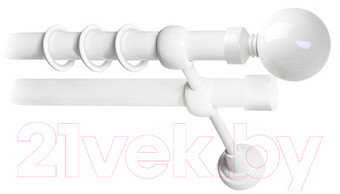 Карниз для штор Lm Decor Шар большой 059 2р гладкий 25/19мм (белый глянец, 2м)