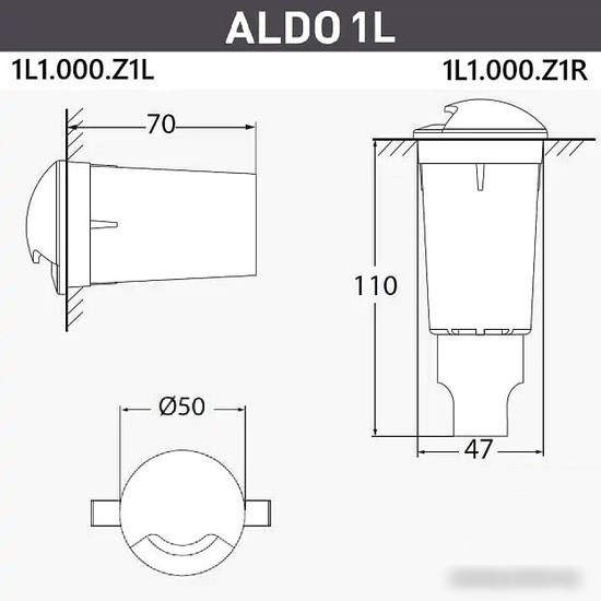 Тротуарный встраиваемый светильник Fumagalli Aldo 1L1.000.000.LXZ1L