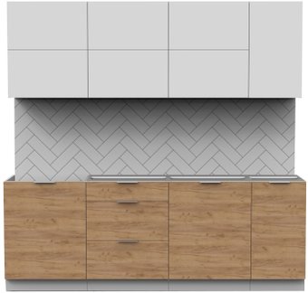 Готовая кухня Интермебель Микс Топ-37 2.2м без столешницы (белый премиум/дуб крафт золотой)