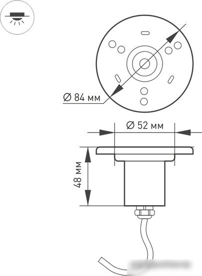 Тротуарный встраиваемый светильник Arlight KT-AQUA-R85-7W Warm3000 024938