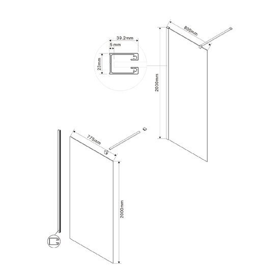 Душевая стенка Vincea Walk-In VSW-1H800CGB (матовый черный/тонированное)