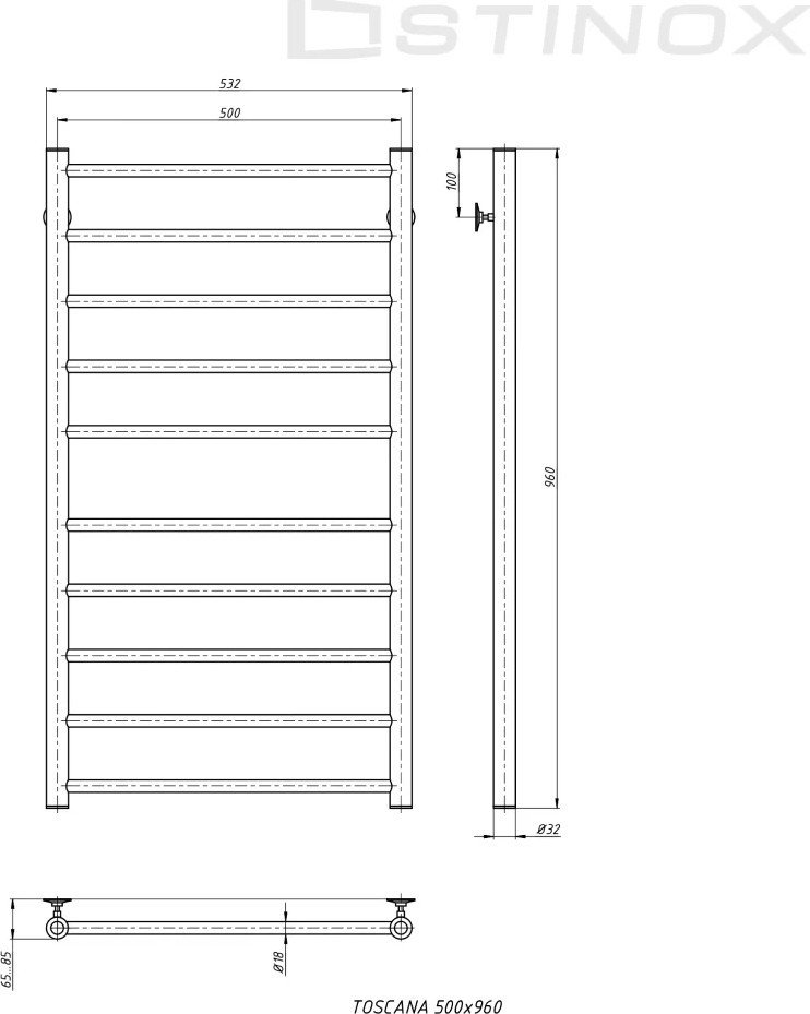 Полотенцесушитель Stinox Toscana 50x100 tos100s-1 (сатин)