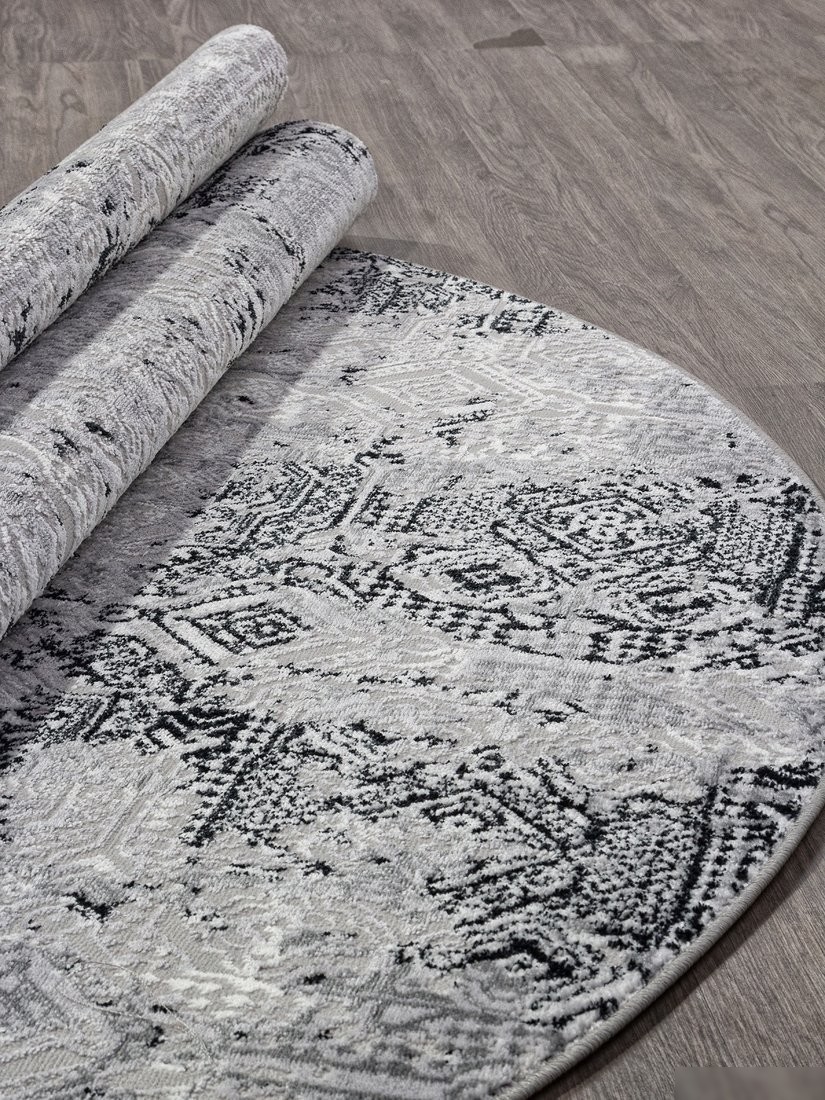 Ковер для жилой комнаты Merinos Palermo F281-OVAL-DARK-GRAY (1x2)