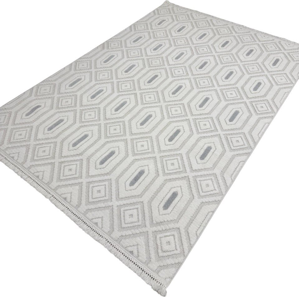 Ковер для жилой комнаты Radjab Carpet Поло Прямоугольник EN 262 12546RK (2x4, Cream/L.Grey)