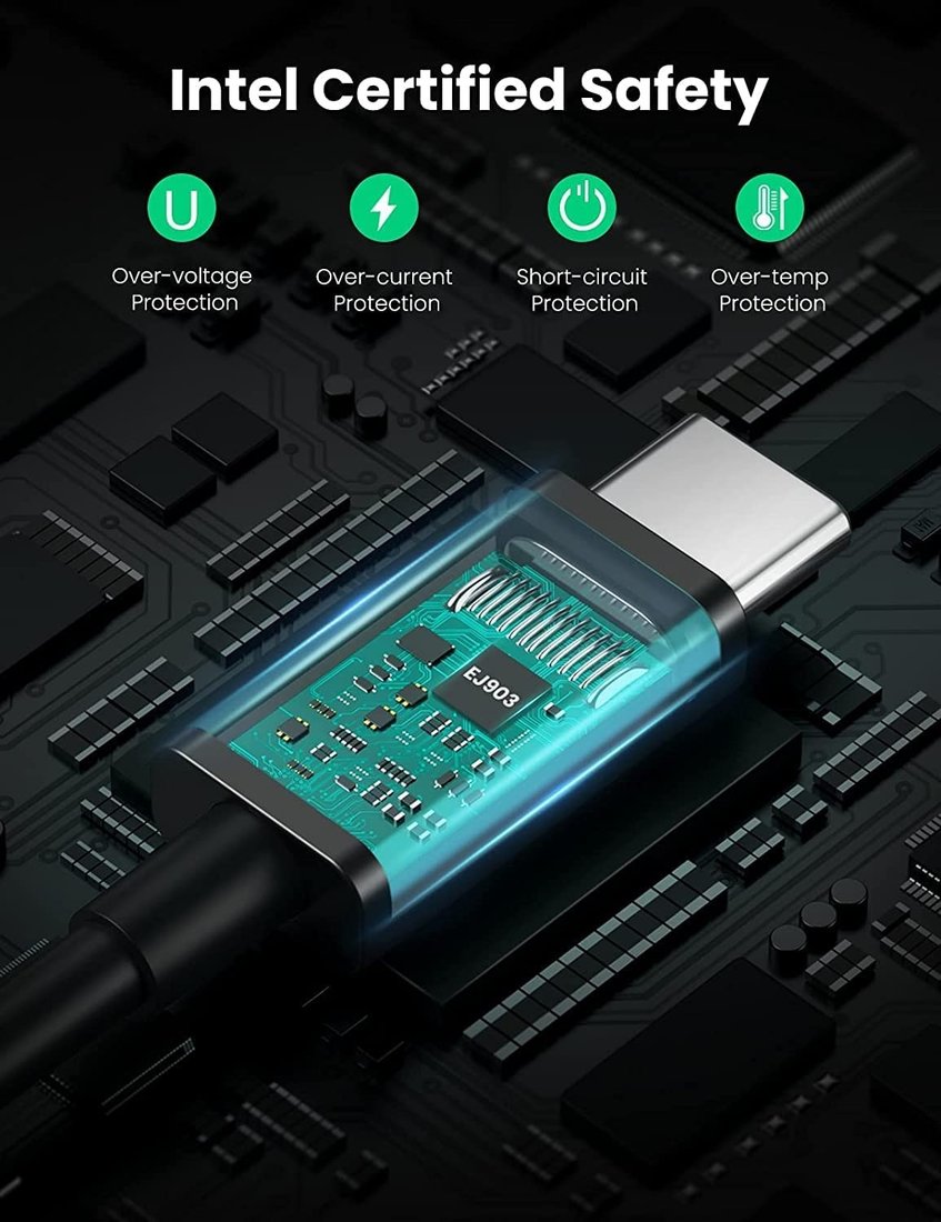 Кабель Ugreen US501 30389 USB Type-C - USB Type-C (0.8 м, черный)