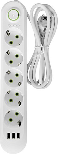 Сетевой фильтр QUMO Power Bar Light SPFS P-0009 51554 (3 м, белый)