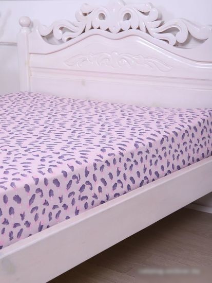 Постельное белье Luxsonia Трикотаж на резинке 200x200 3366 (перышки розовый)