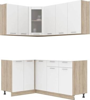 Готовая кухня Интерлиния Мила 12x18 без столешницы (белый платинум)