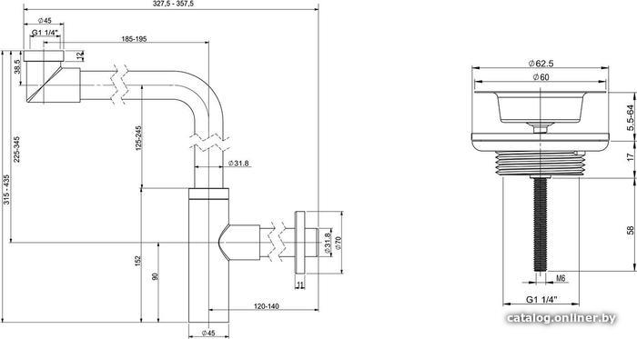 Сифон Wellsee Drainage System 182124005 (сифон, выпуск, хром)