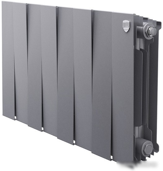 Биметаллический радиатор Royal Thermo PianoForte 300 Silver Satin (8 секций) боковое подключение