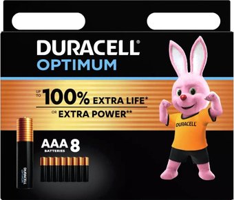 Батарейка DURACELL Optimum AAA/LR03 MN 2400/8 Alkaline 1.5V (8шт)