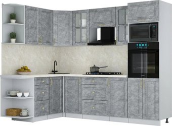 Готовая кухня Интерлиния Мила Шато 1.68x2.6 ВТ LV (керамика/керамика/опал светлый)