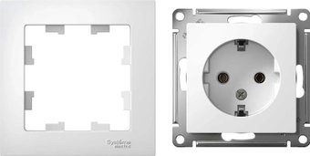 Розетка Systeme Electric AtlasDesign ATN000143 с заземлением + ATN000101 (белый/белый)