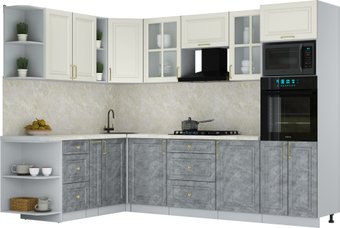 Готовая кухня Интерлиния Мила Шато 1.88x2.8 ВТ LV (белый/керамика/опал светлый)