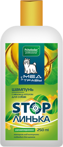 Шампунь Pchelodar Мед и травы Stop линька с медом и лопухом для собак (250 мл)