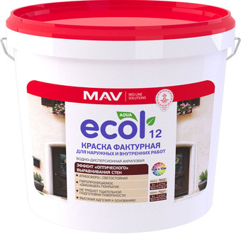 Краска Ecol 12 фактурная ВД-АК-1312 15 кг (белый)