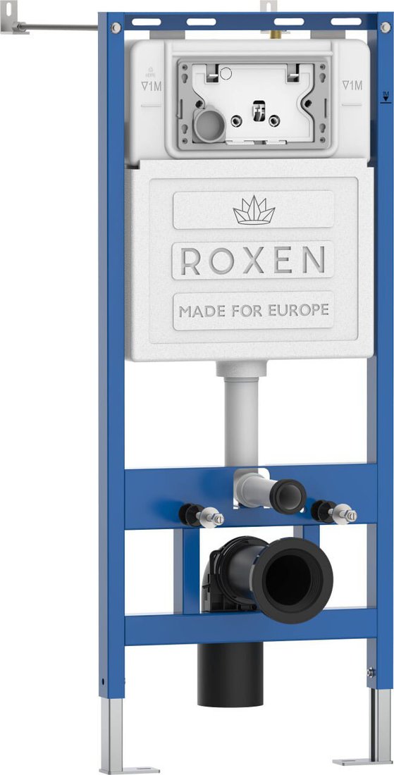 Унитаз подвесной Roxen Berg в комплекте с инсталляцией StounFix Dual Fresh 6 в 1 967256 кнопка: оружейная сталь)