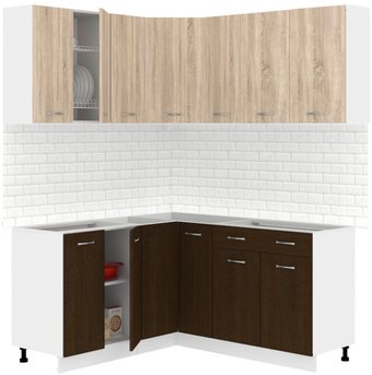 Готовая кухня Кортекс-мебель Корнелия Лира 1.5x1.5 без столешницы (дуб сонома/венге)