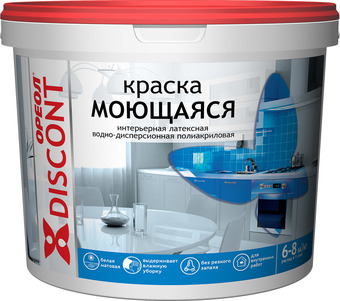 Краска Ореол Дисконт интерьерная моющаяся 6.5 кг (белый матовый)